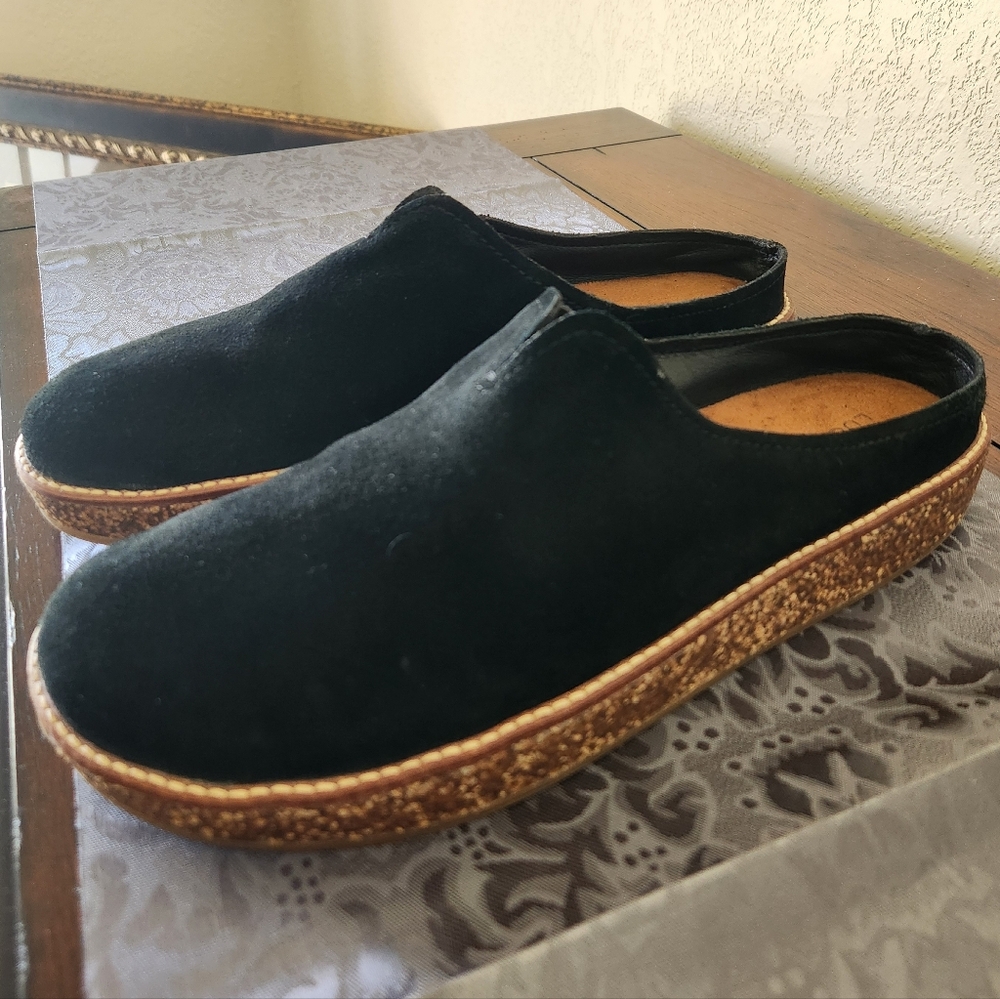 Lucky Brand Tamala Clog Mules Black Suede Cork Platform Womens Size 11